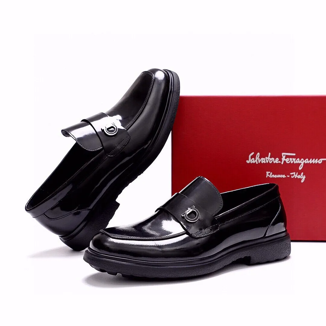 Men's shoes 💰520 💐[Ferragamo/Ferragamo] New 🐲Ferragamo* Ferragamo classic formal leather shoes! It is made of imported first-layer open-edge beaded cowhide leather upper + luxurious hardware buckle, and the inner layer is comfortable first-layer cowhide 🐂 leather lining! Original rubber outsole! Code number 38-44 (45🉑️customized)